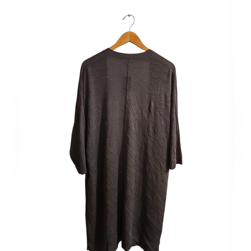 J. Jill Elegant Shadow Gray Women's Open Long Linen Cardigan Sweater Med New - Picture 3 of 7